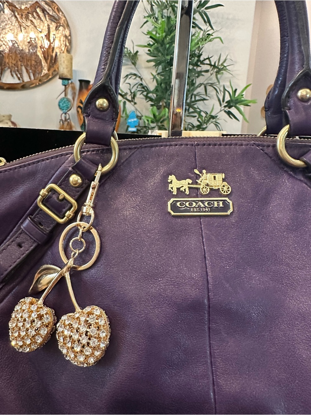 Coach Madison Sophia Purple Leather Satchel - Picture 3 of 13